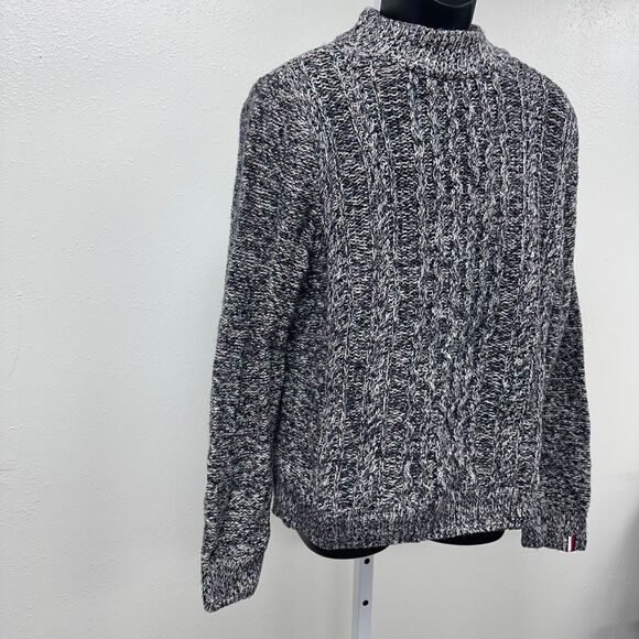 Tommy Hilfiger Mock Neck Cable Comfortable Fall Sweater Black/Gray/White XL - Picture 3 of 13